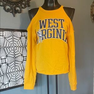 PINK Victoria's Secret Yellow Cold-Shoulder West Virginia Sweatshirt